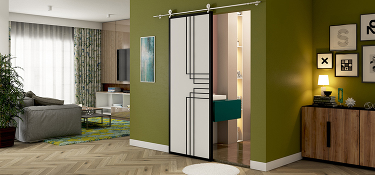 sliding bathroom door installation in Lawndale